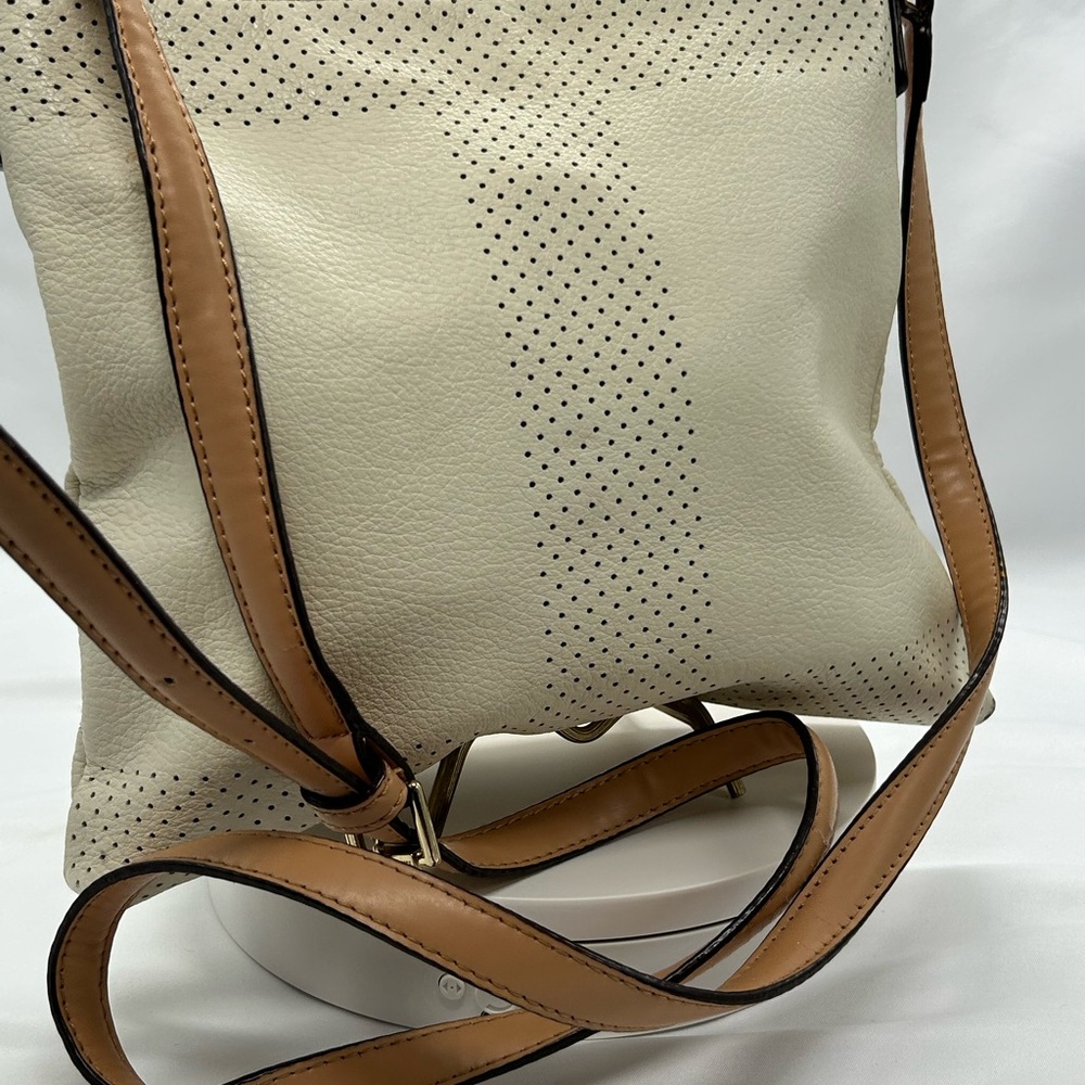 Isaac Mizrahi Cream and Tan Crossbody Bag